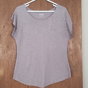 Taupe shirt with embellishments